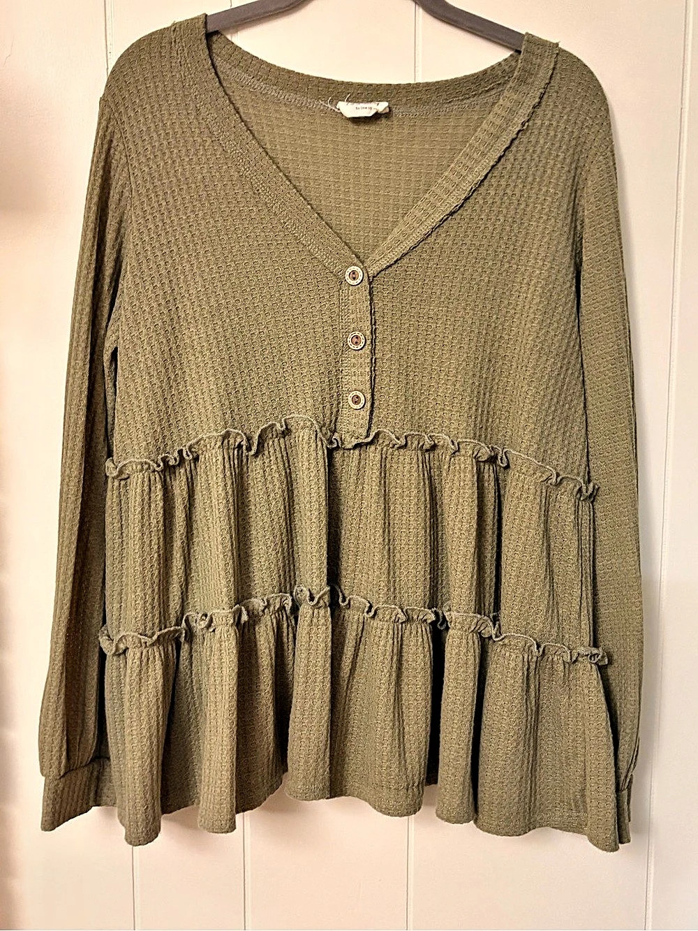 143 Story Tiered Knit Tunic Green Size S/M